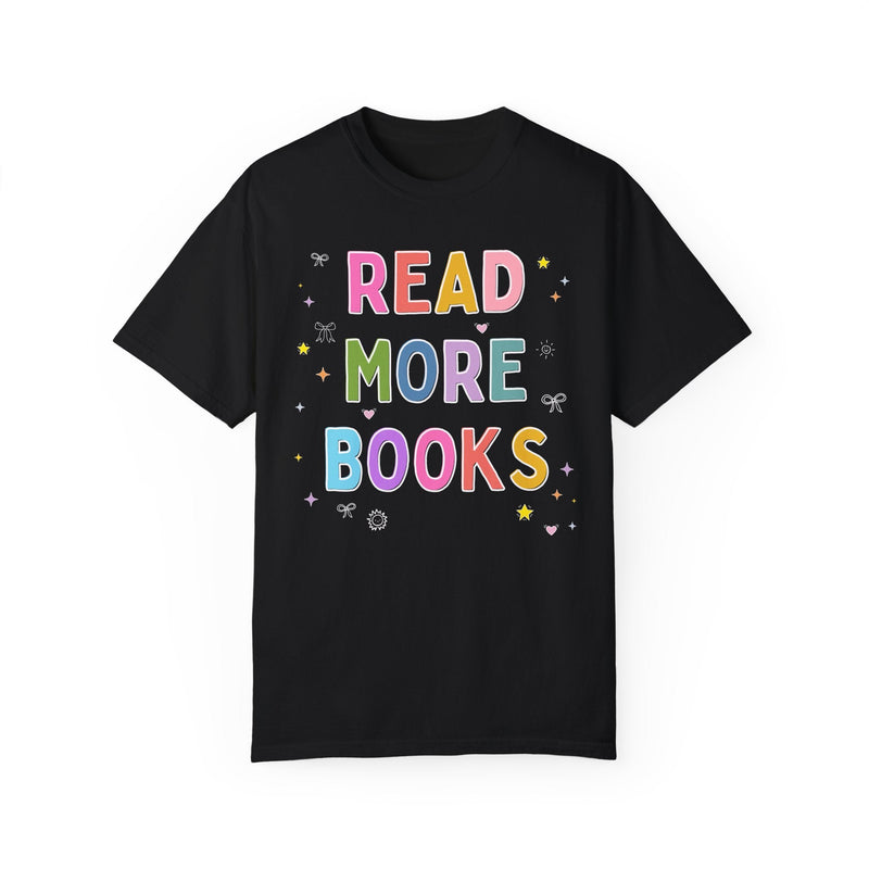 Read More Books Tee Shirt with Doodles: Cute Y2K Aesthetic Reading Teacher T-Shirt for Bookworm Who Loves Reading, Colorful Maximalist Shirt - Opal and June