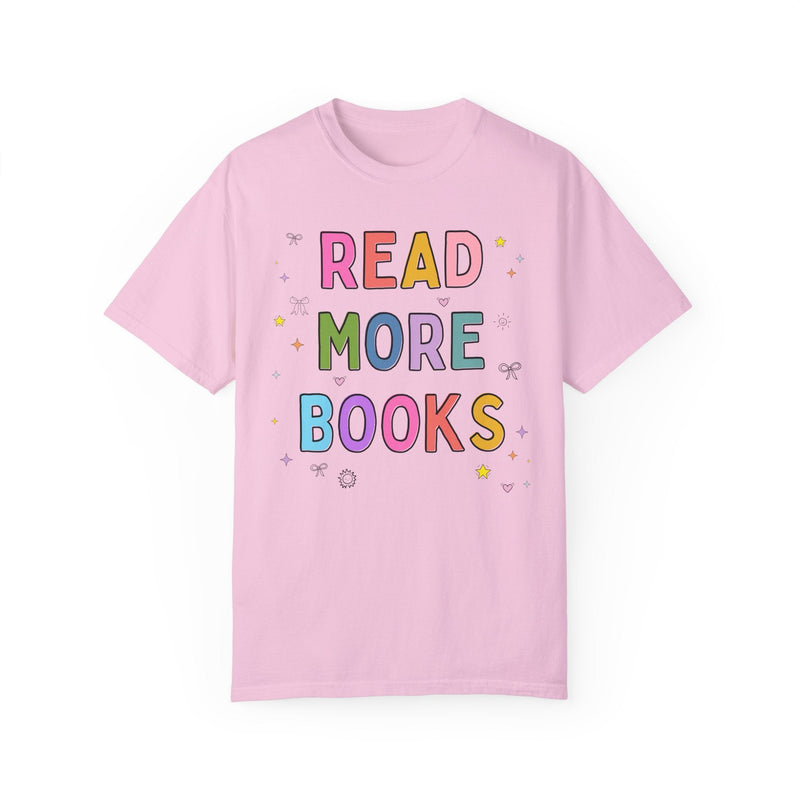 Read More Books Tee Shirt with Doodles: Cute Y2K Aesthetic Reading Teacher T-Shirt for Bookworm Who Loves Reading, Colorful Maximalist Shirt - Opal and June
