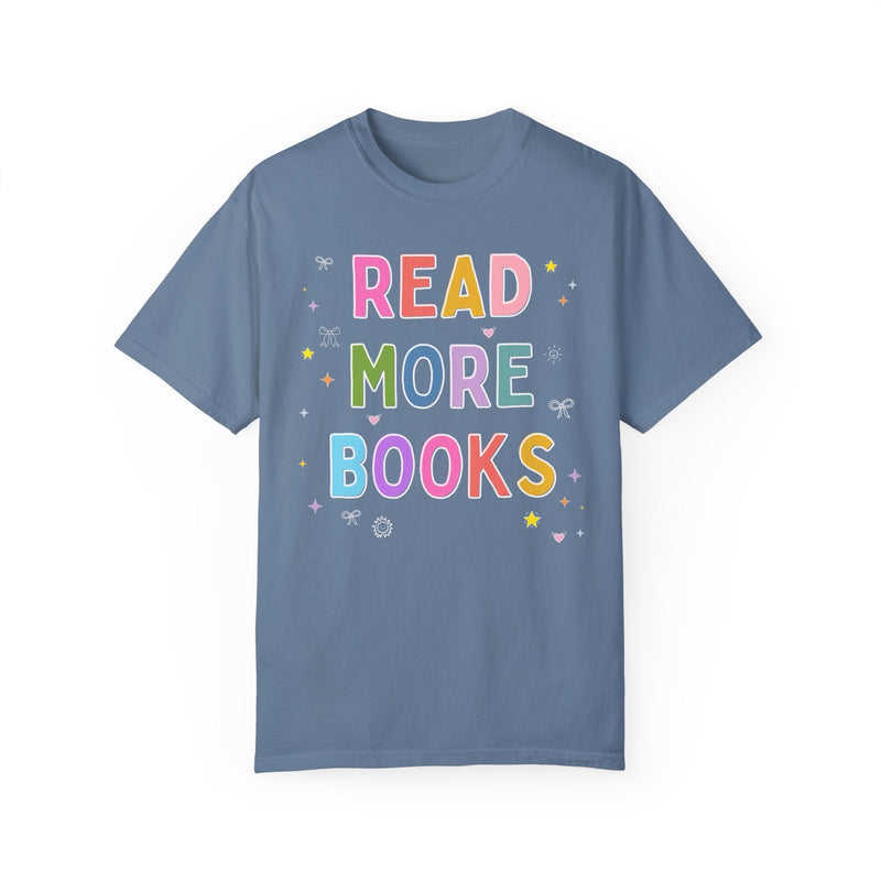 Read More Books Tee Shirt with Doodles: Cute Y2K Aesthetic Reading Teacher T-Shirt for Bookworm Who Loves Reading, Colorful Maximalist Shirt - Opal and June