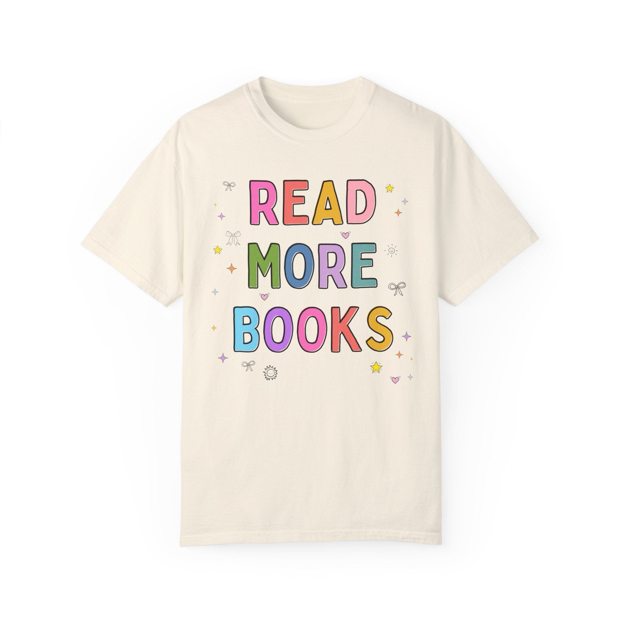 Read More Books Tee Shirt with Doodles: Cute Y2K Aesthetic Reading Teacher T-Shirt for Bookworm Who Loves Reading, Colorful Maximalist Shirt - Opal and June