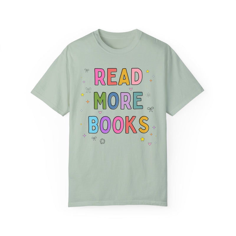 Read More Books Tee Shirt with Doodles: Cute Y2K Aesthetic Reading Teacher T-Shirt for Bookworm Who Loves Reading, Colorful Maximalist Shirt - Opal and June