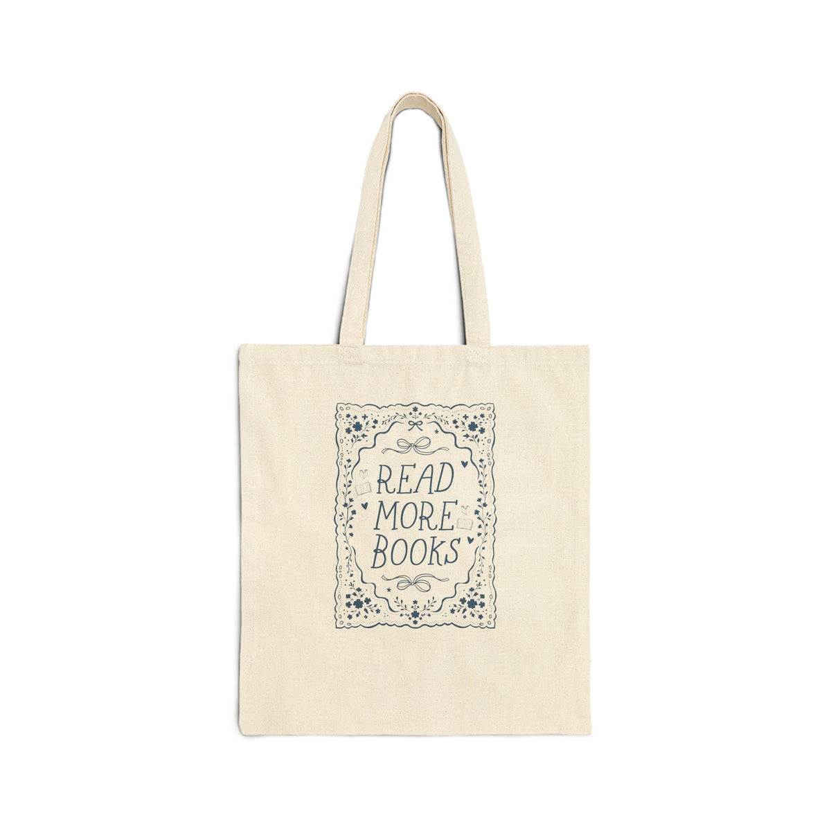 Read More Books Whimsy Cottagecore Tote Bag for Romance Reader or Librarian, Cute Boho Reading Teacher Tote Bag with Bows and Flowers - Opal and June