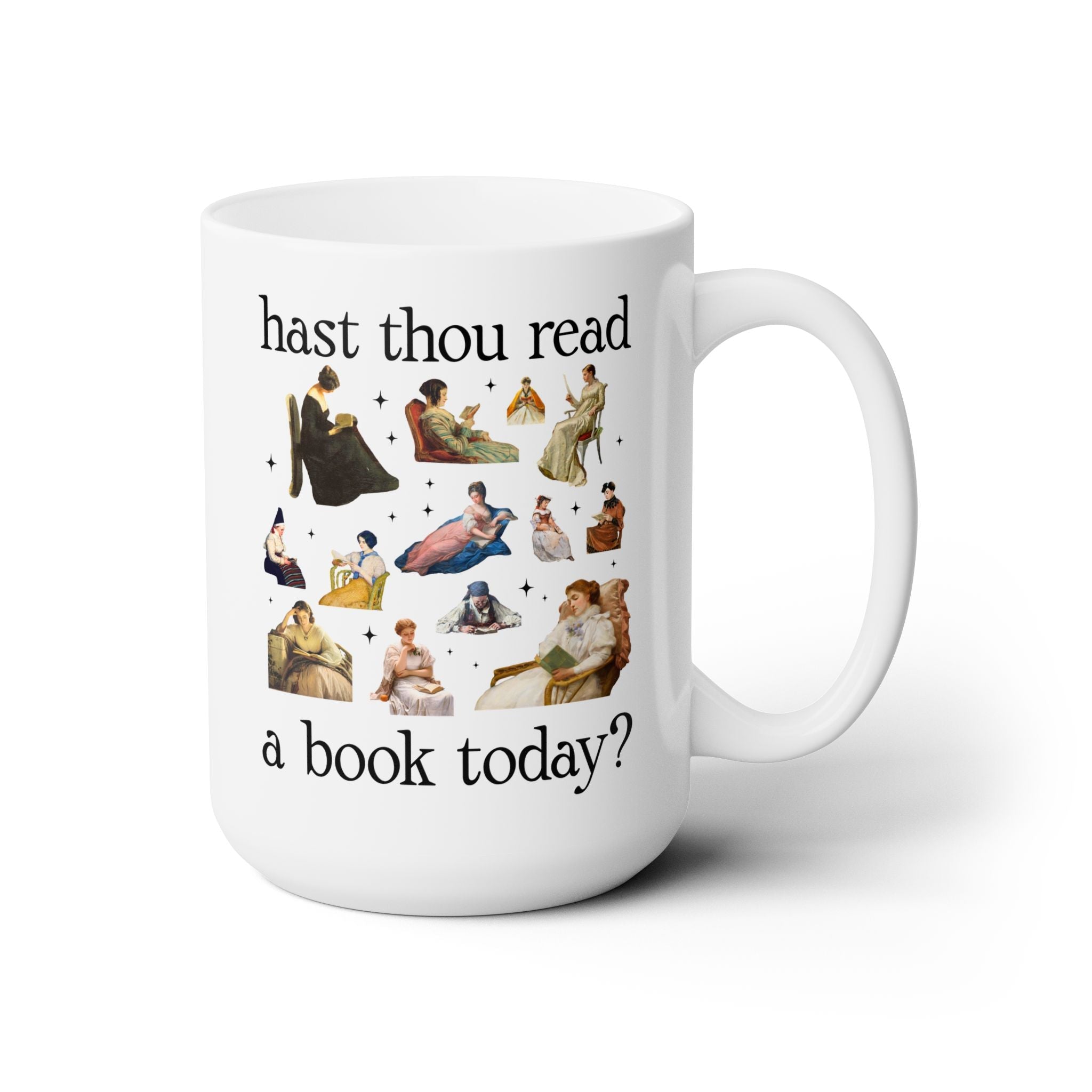 Reading Art History Mug: Hast Thou Read a Book Today? | Cute Bookish Mug with Famous Paintings of Women Reading, Librarian Gift - Opal and June