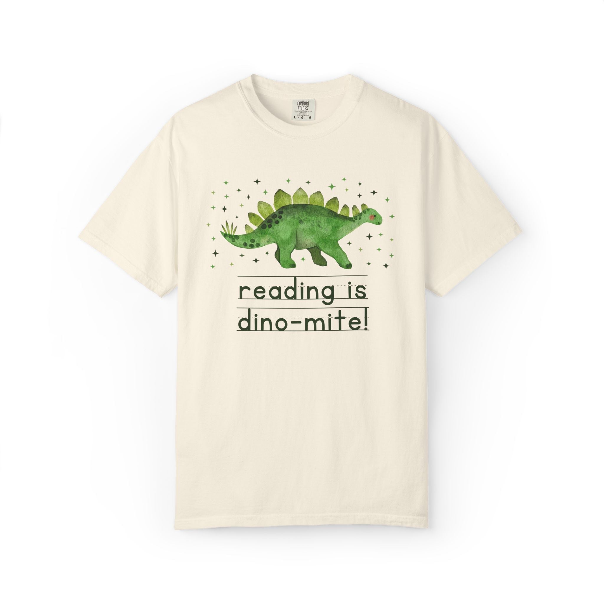 Reading is Dino - Mite Elementary School Reading Month T-Shirt for School Librarian or Reading Teacher, Cute and Funny Dinosaur Lover Tee - Opal and June