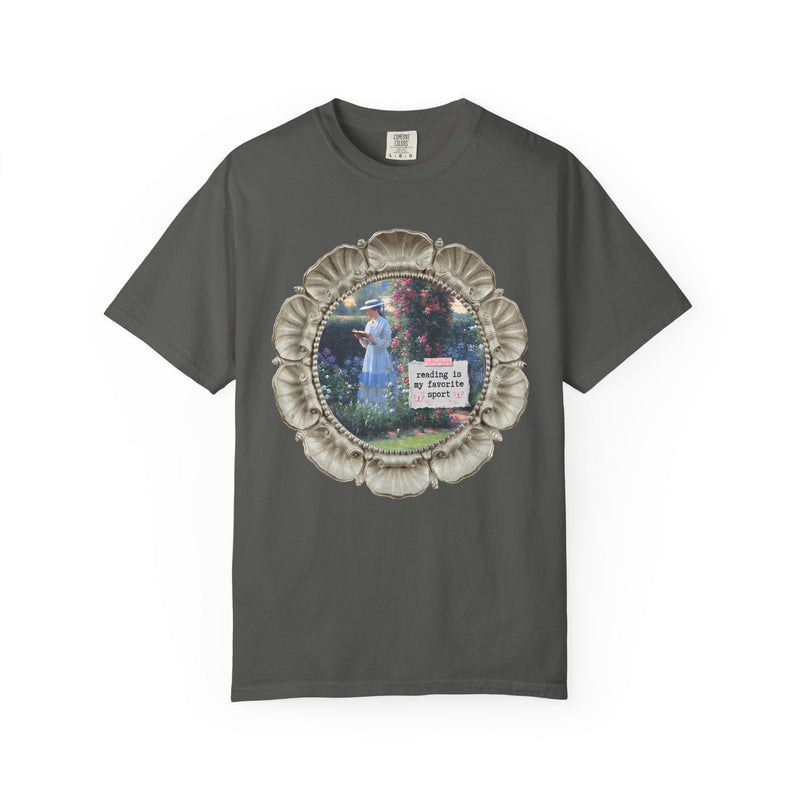 Reading is My Favorite Sport Bookish Art History Tee Shirt, Sweet Solitude Painting by Edmund Blair Leighton, Romance Reader Gardening Tee - Opal and June