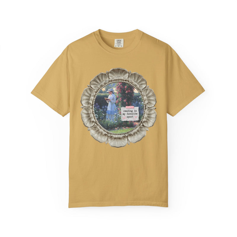 Reading is My Favorite Sport Bookish Art History Tee Shirt, Sweet Solitude Painting by Edmund Blair Leighton, Romance Reader Gardening Tee - Opal and June