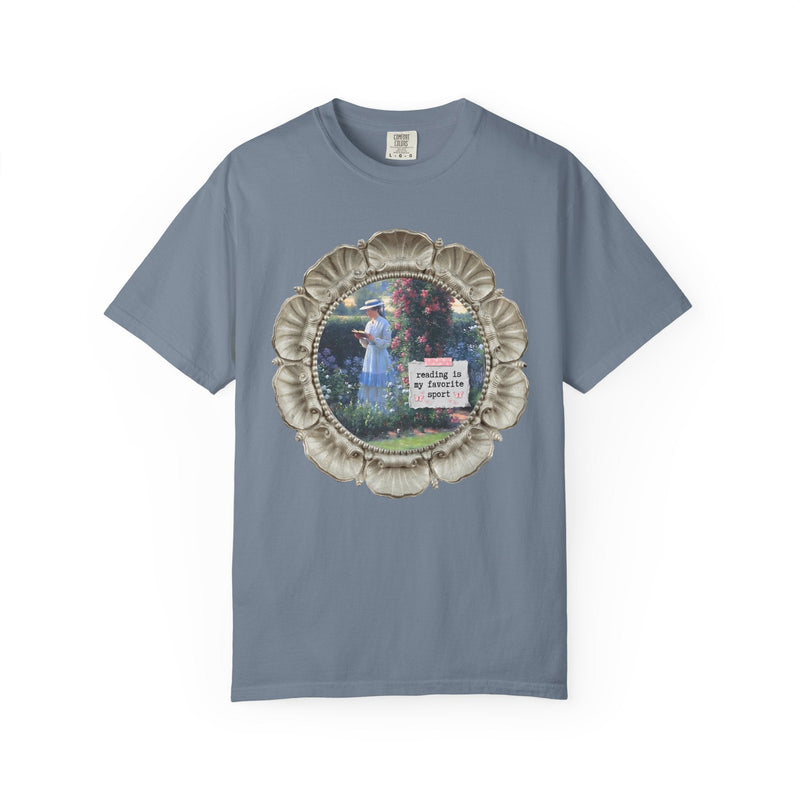 Reading is My Favorite Sport Bookish Art History Tee Shirt, Sweet Solitude Painting by Edmund Blair Leighton, Romance Reader Gardening Tee - Opal and June