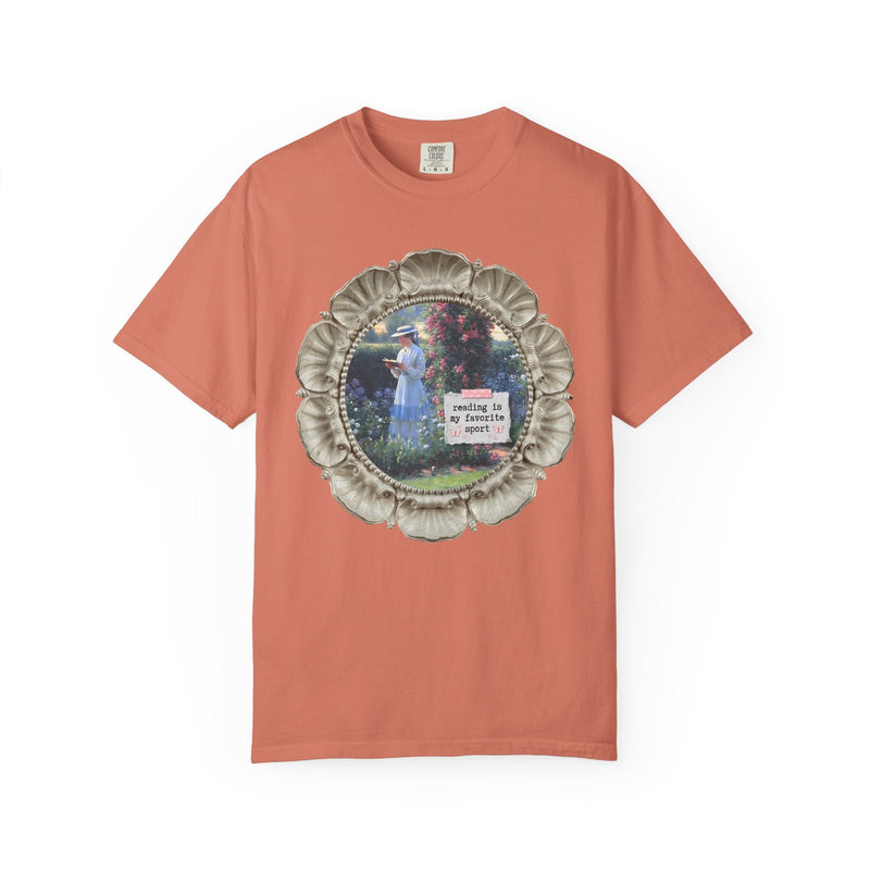 Reading is My Favorite Sport Bookish Art History Tee Shirt, Sweet Solitude Painting by Edmund Blair Leighton, Romance Reader Gardening Tee - Opal and June