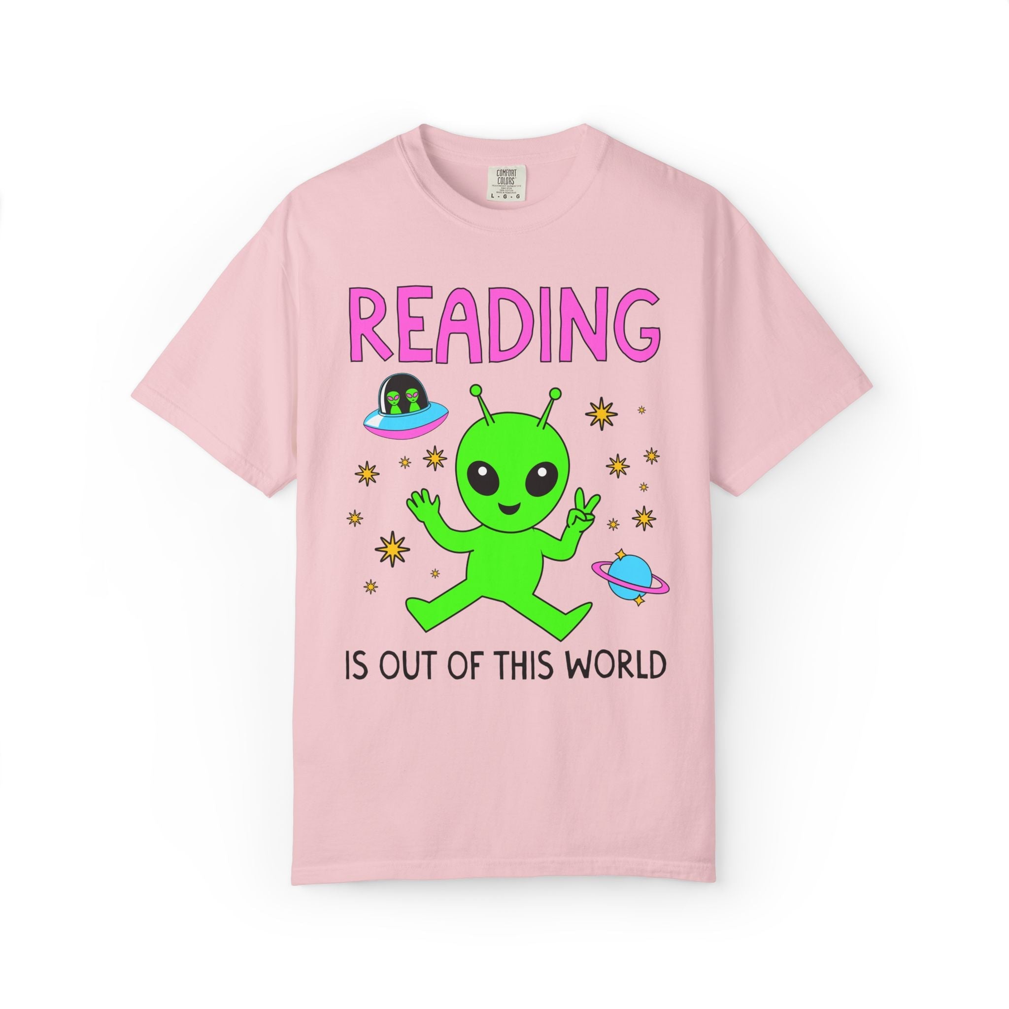 Reading is Out of This World: Colorful Maximalist Alien Lover T-Shirt for Back to School, School Librarian Bookish T-Shirt for Bookworm - Opal and June
