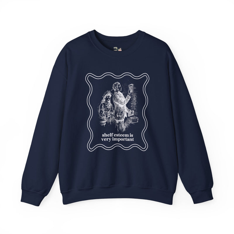 Reading Sweatshirt for Book Lover: Shelf Esteem is Very Important, Funny Saying Bookish Shirt for Mom Who Loves Books, Cute Librarian Gift - Opal and June
