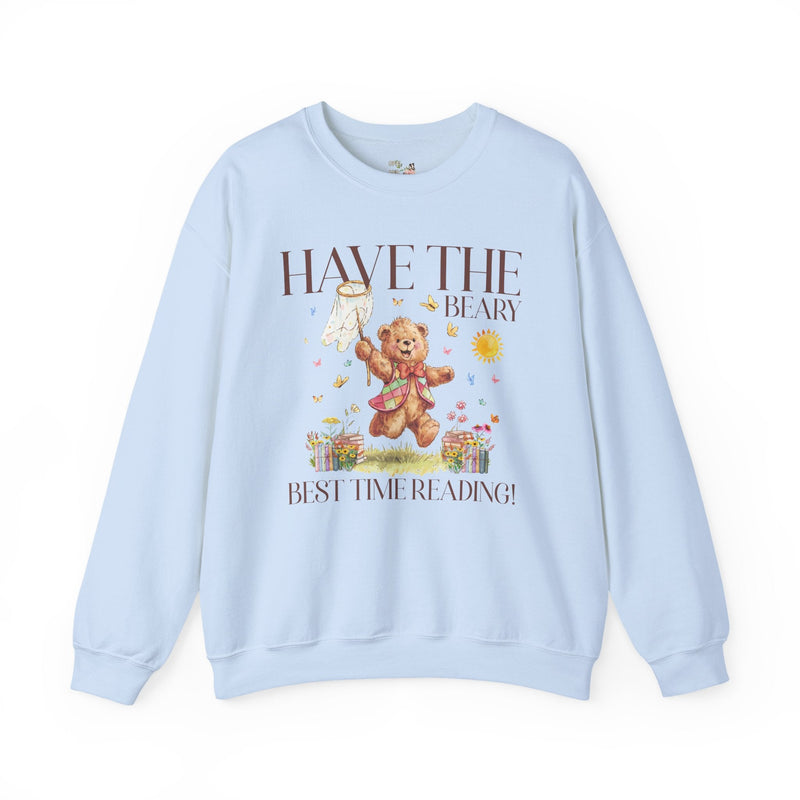 Reading Teacher or School Librarian Sweatshirt for Romance Reader, Friend Who Loves Reading, Cottagecore Bear with Butterflies Bookish Gift - Opal and June