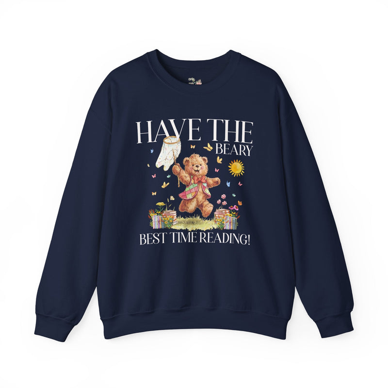 Reading Teacher or School Librarian Sweatshirt for Romance Reader, Friend Who Loves Reading, Cottagecore Bear with Butterflies Bookish Gift - Opal and June