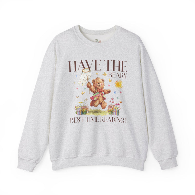 Reading Teacher or School Librarian Sweatshirt for Romance Reader, Friend Who Loves Reading, Cottagecore Bear with Butterflies Bookish Gift - Opal and June