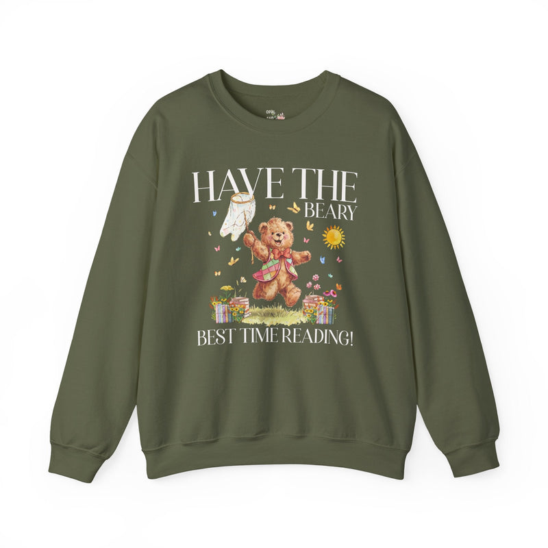 Reading Teacher or School Librarian Sweatshirt for Romance Reader, Friend Who Loves Reading, Cottagecore Bear with Butterflies Bookish Gift - Opal and June