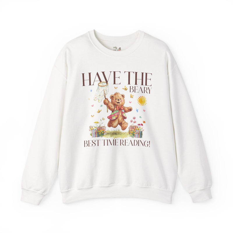 Reading Teacher or School Librarian Sweatshirt for Romance Reader, Friend Who Loves Reading, Cottagecore Bear with Butterflies Bookish Gift - Opal and June