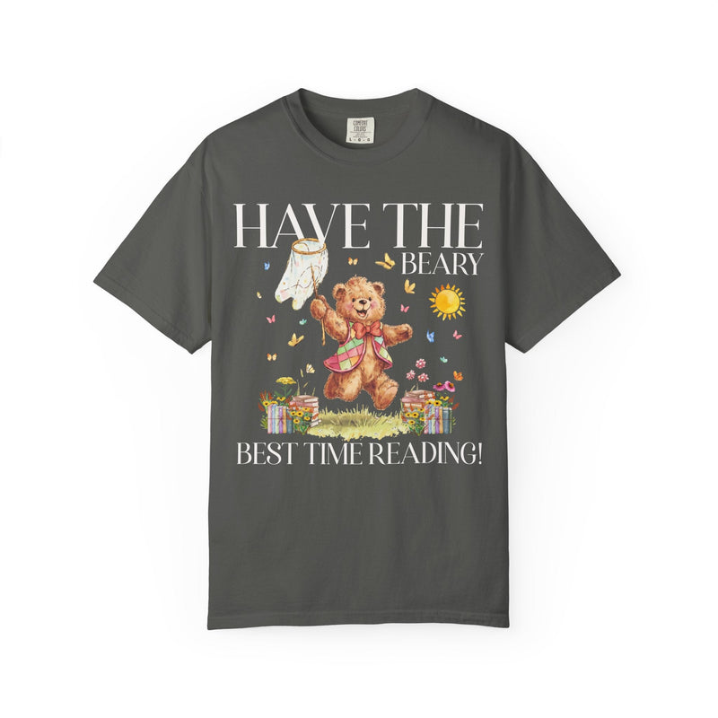 Reading Teacher or School Librarian Tee Shirt for Romance Reader or Friend Who Loves Reading, Cottagecore Bear with Butterflies Bookish Tee - Opal and June