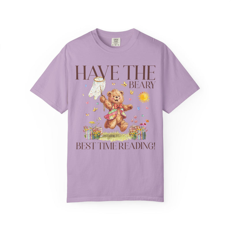 Reading Teacher or School Librarian Tee Shirt for Romance Reader or Friend Who Loves Reading, Cottagecore Bear with Butterflies Bookish Tee - Opal and June
