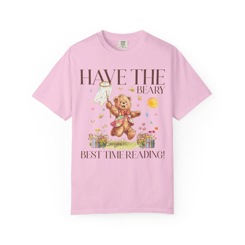 Reading Teacher or School Librarian Tee Shirt for Romance Reader or Friend Who Loves Reading, Cottagecore Bear with Butterflies Bookish Tee - Opal and June