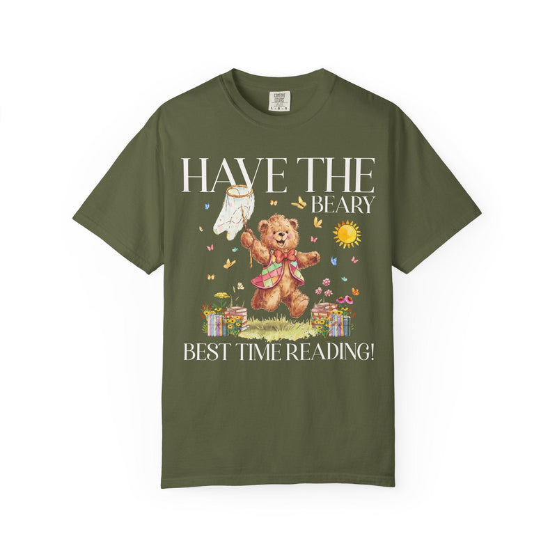 Reading Teacher or School Librarian Tee Shirt for Romance Reader or Friend Who Loves Reading, Cottagecore Bear with Butterflies Bookish Tee - Opal and June