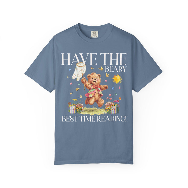 Reading Teacher or School Librarian Tee Shirt for Romance Reader or Friend Who Loves Reading, Cottagecore Bear with Butterflies Bookish Tee - Opal and June