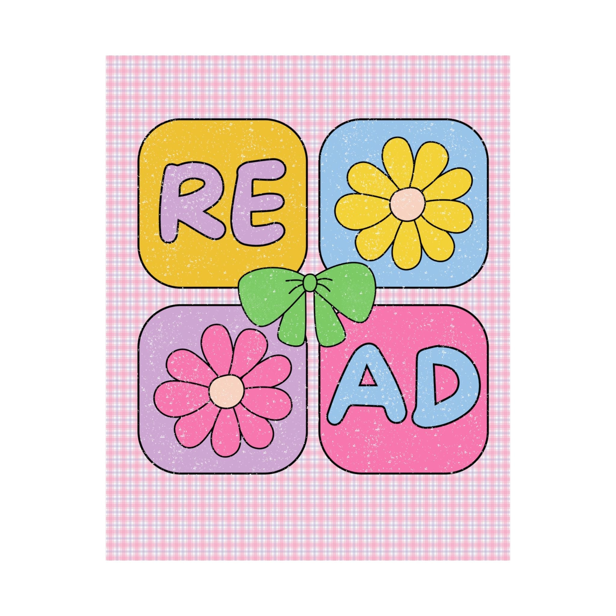 Reading Teacher Poster Print for School Librarian or Romance Reader, Cute Bookish Giclee Print, Book Lover Bookworm, Colorful 90s Aesthetic - Opal and June