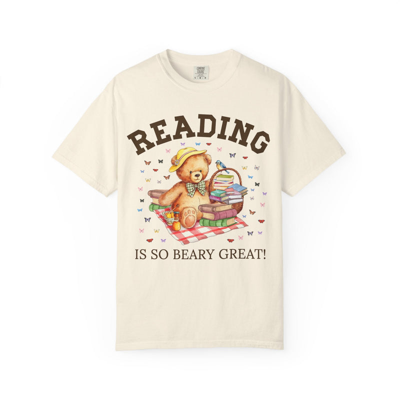 Reading Teacher Tee Shirt for School Librarian, Animal Lover Cottagecore Bear T-Shirt for Bookworm or Book Lover, Boho 90s Throwback Shirt - Opal and June