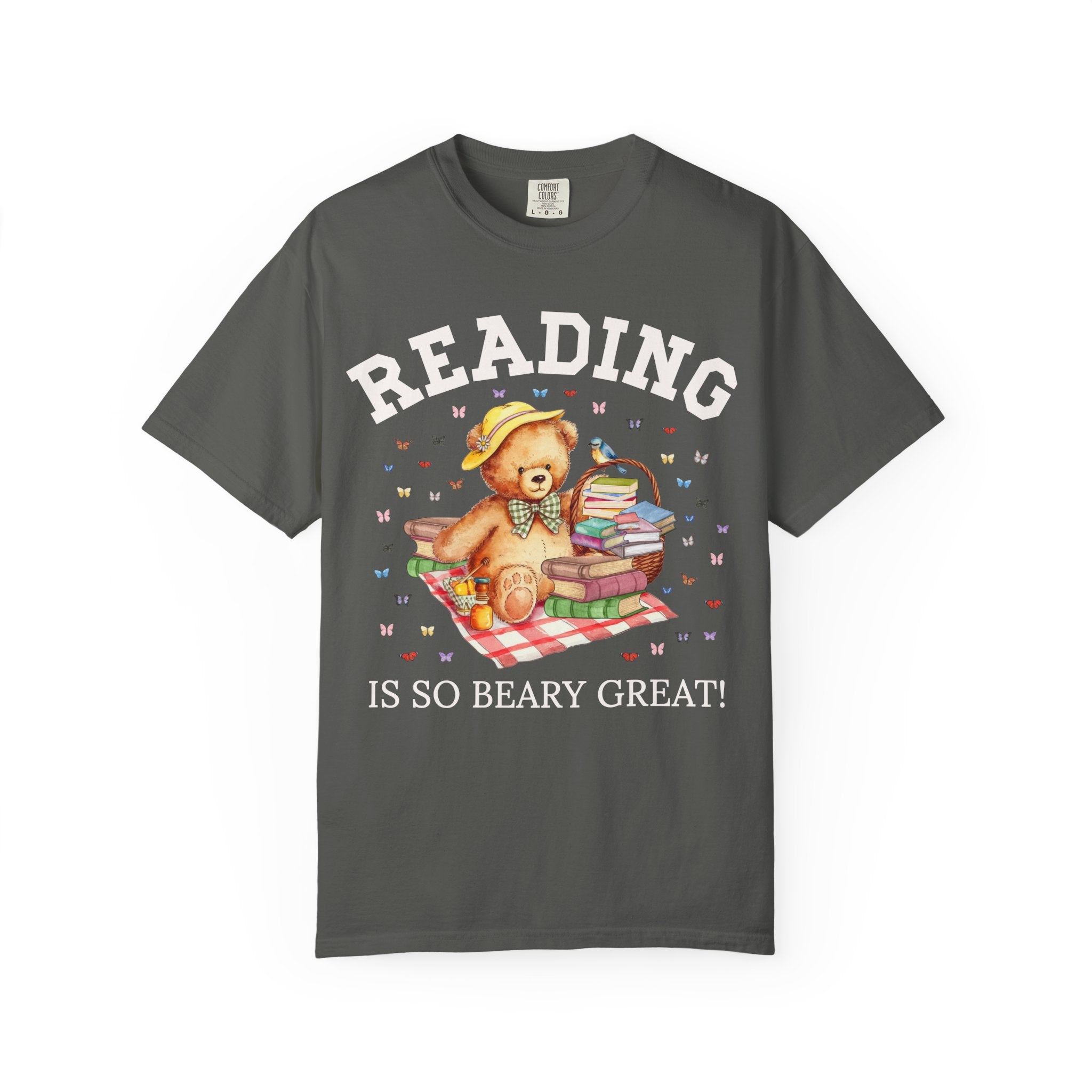 Reading Teacher Tee Shirt for School Librarian, Animal Lover Cottagecore Bear T-Shirt for Bookworm or Book Lover, Boho 90s Throwback Shirt - Opal and June