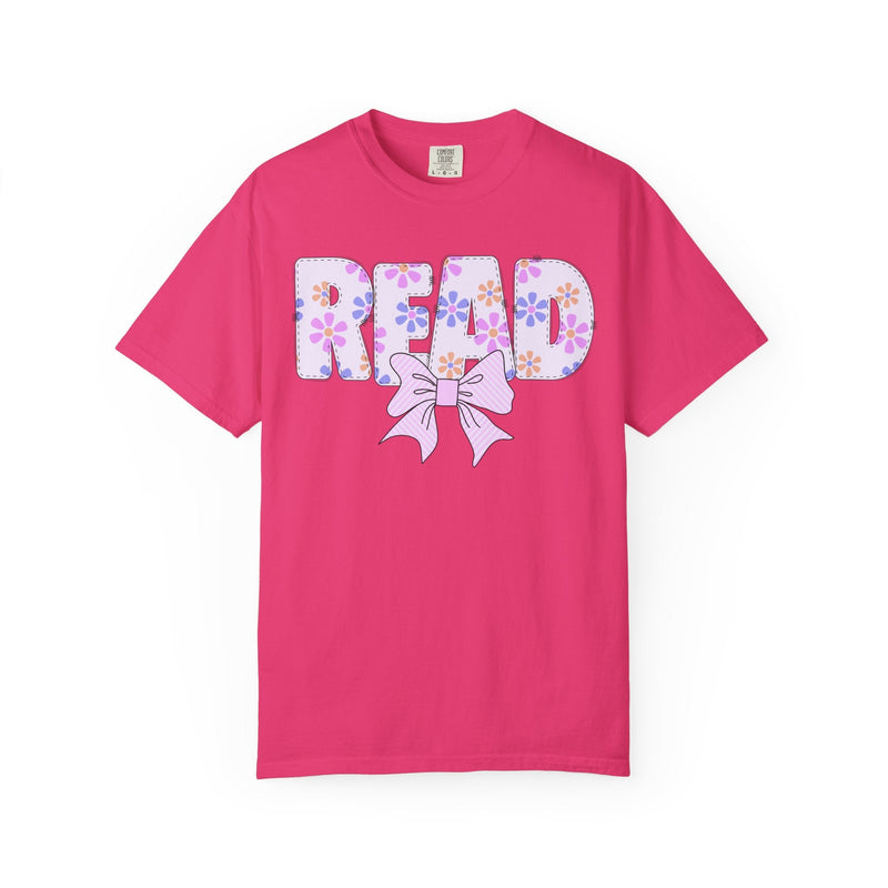 Reading Teacher Tee Shirt for School Librarian or Principal, Book Lover Gift, Cute Bookish T-Shirt for Bookworm, Floral 90s Retro Vibe - Opal and June