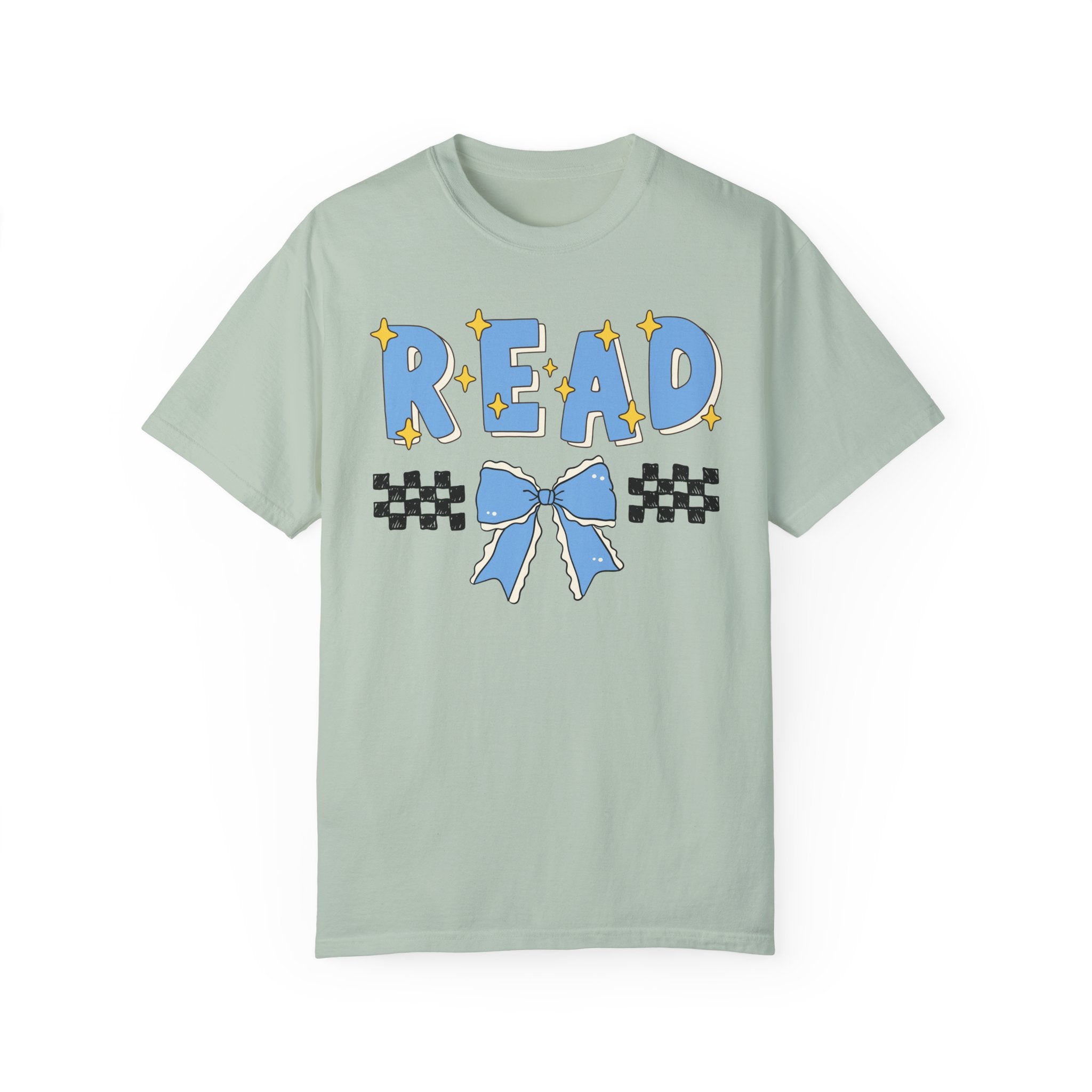 Reading Teacher Tee Shirt with Bow: Cute School Librarian Gift for Bookworm, Kindergarten Teacher Appreciation Gift with Bow, Reading Month - Opal and June