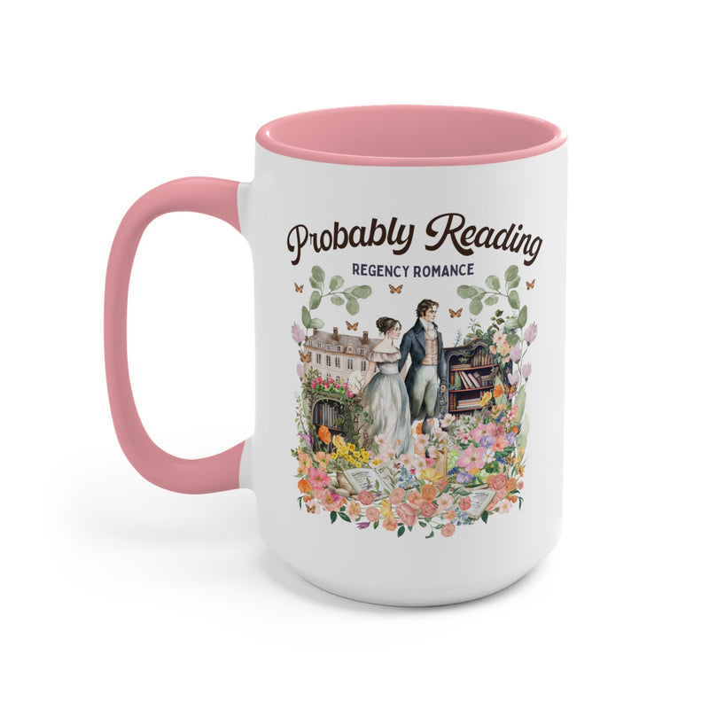 Regency Romance Coffee Mug: Bookish 15 Oz Coffee Mug for Historical Romance Reader | Gift for Librarian or English Major with Boho Flowers - Opal and June