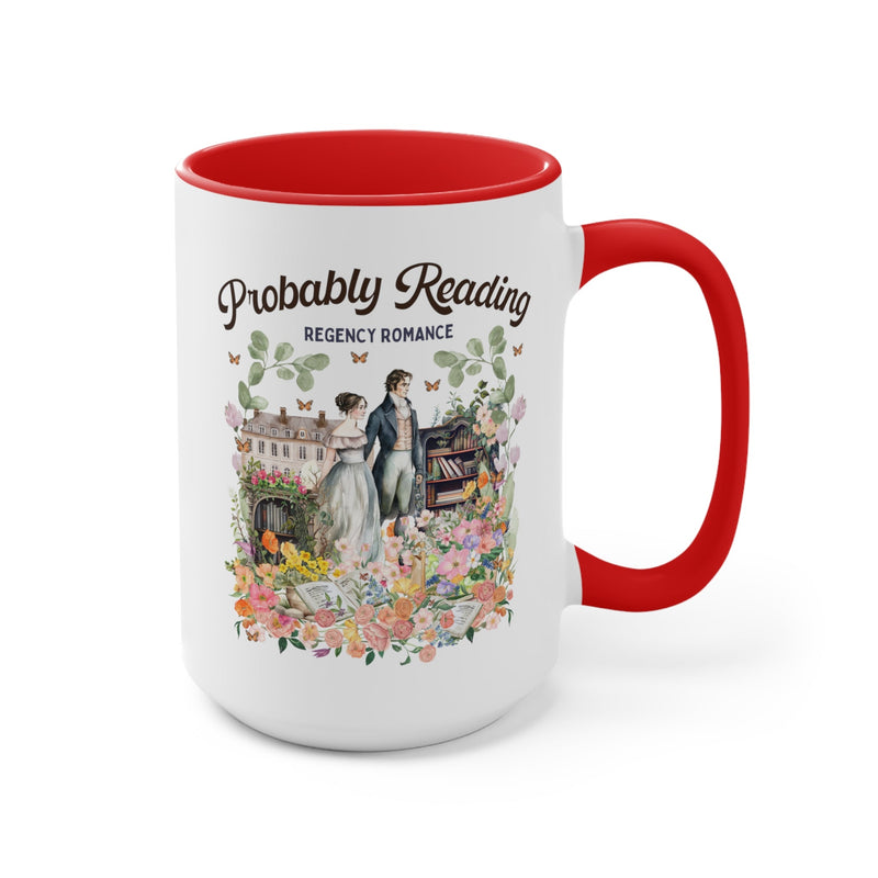 Regency Romance Coffee Mug: Bookish 15 Oz Coffee Mug for Historical Romance Reader | Gift for Librarian or English Major with Boho Flowers - Opal and June