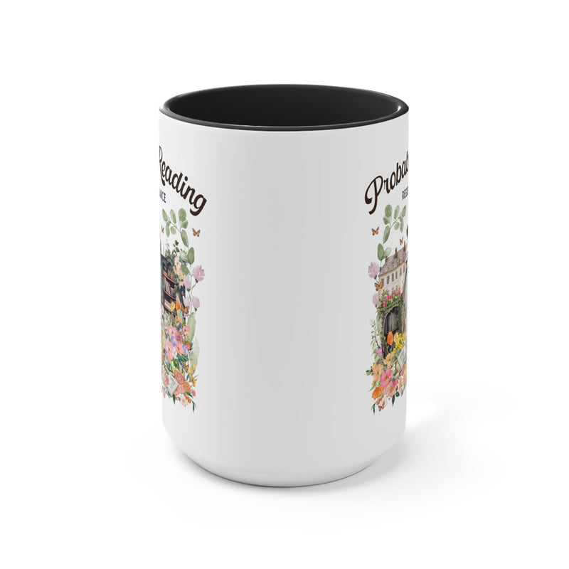 Regency Romance Coffee Mug: Bookish 15 Oz Coffee Mug for Historical Romance Reader | Gift for Librarian or English Major with Boho Flowers - Opal and June