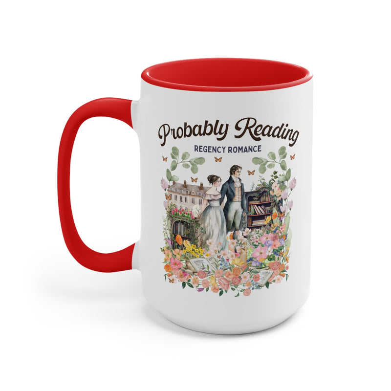 Regency Romance Coffee Mug: Bookish 15 Oz Coffee Mug for Historical Romance Reader | Gift for Librarian or English Major with Boho Flowers - Opal and June