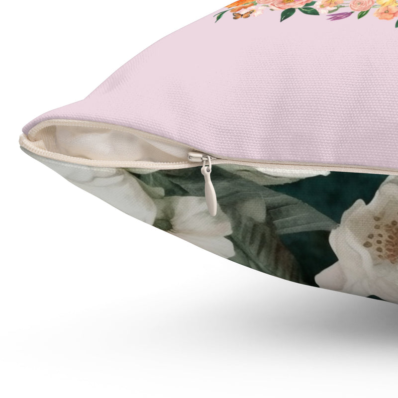 Regency Romance Pillow: Bookish Decor with Cottagecore Flowers and Butterflies | Floral Book Lover Pillow for Historical Romance Reader - Opal and June