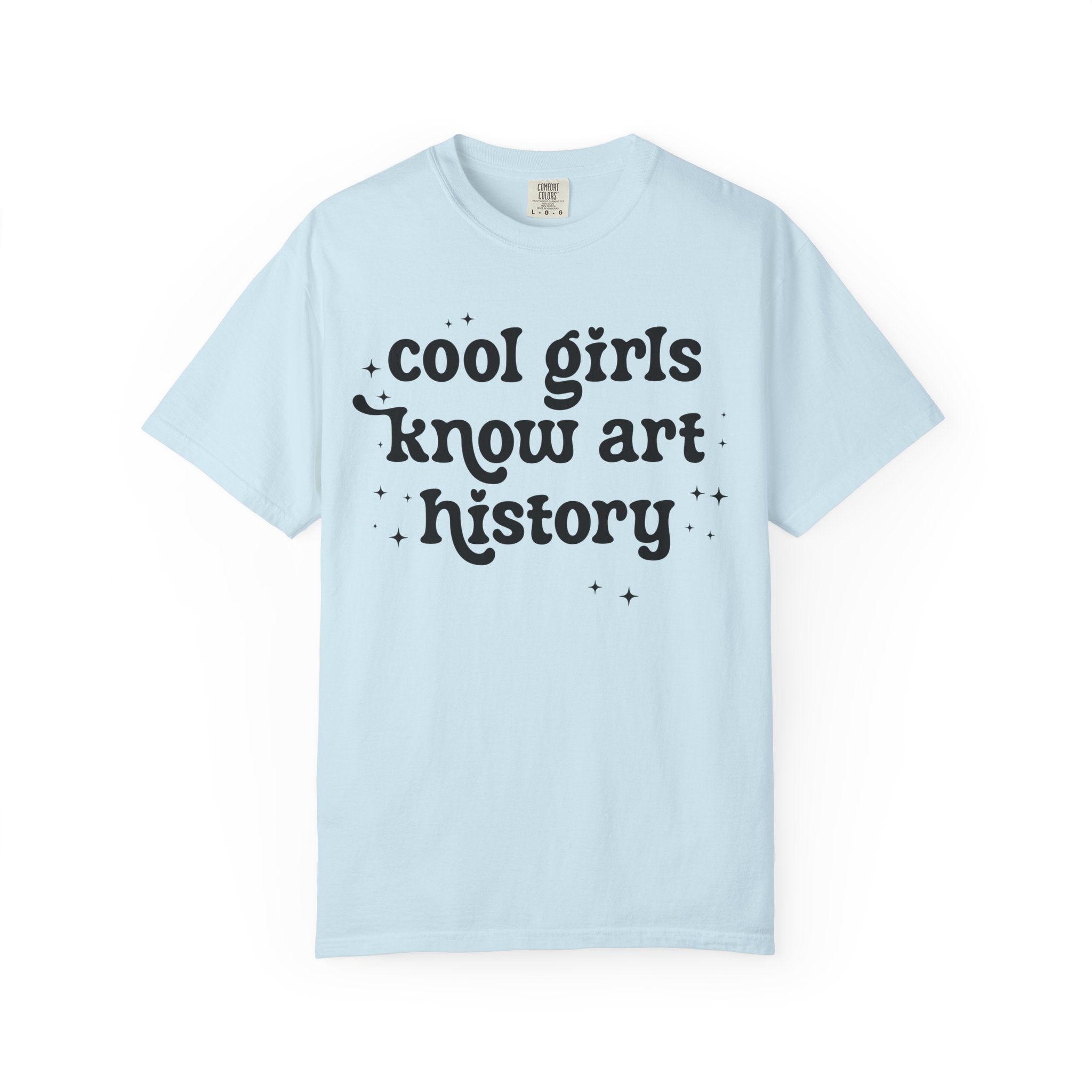 Retro Art History Teacher Tee Shirt with Stars: Cool Girls Know Art History, Cute Art Lover Gift for Friend or Mom Who Loves Art Museums - Opal and June