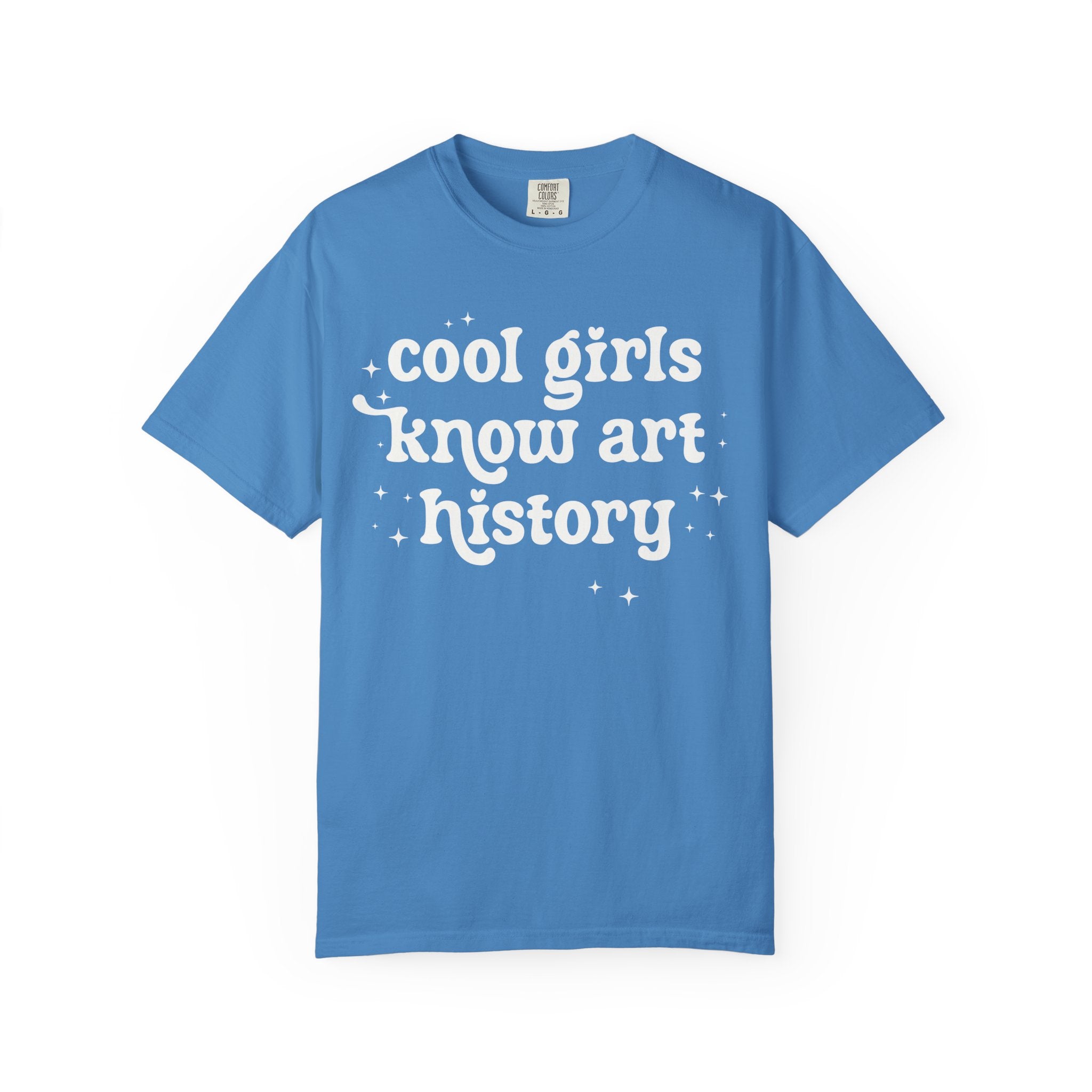 Retro Art History Teacher Tee Shirt with Stars: Cool Girls Know Art History, Cute Art Lover Gift for Friend or Mom Who Loves Art Museums - Opal and June