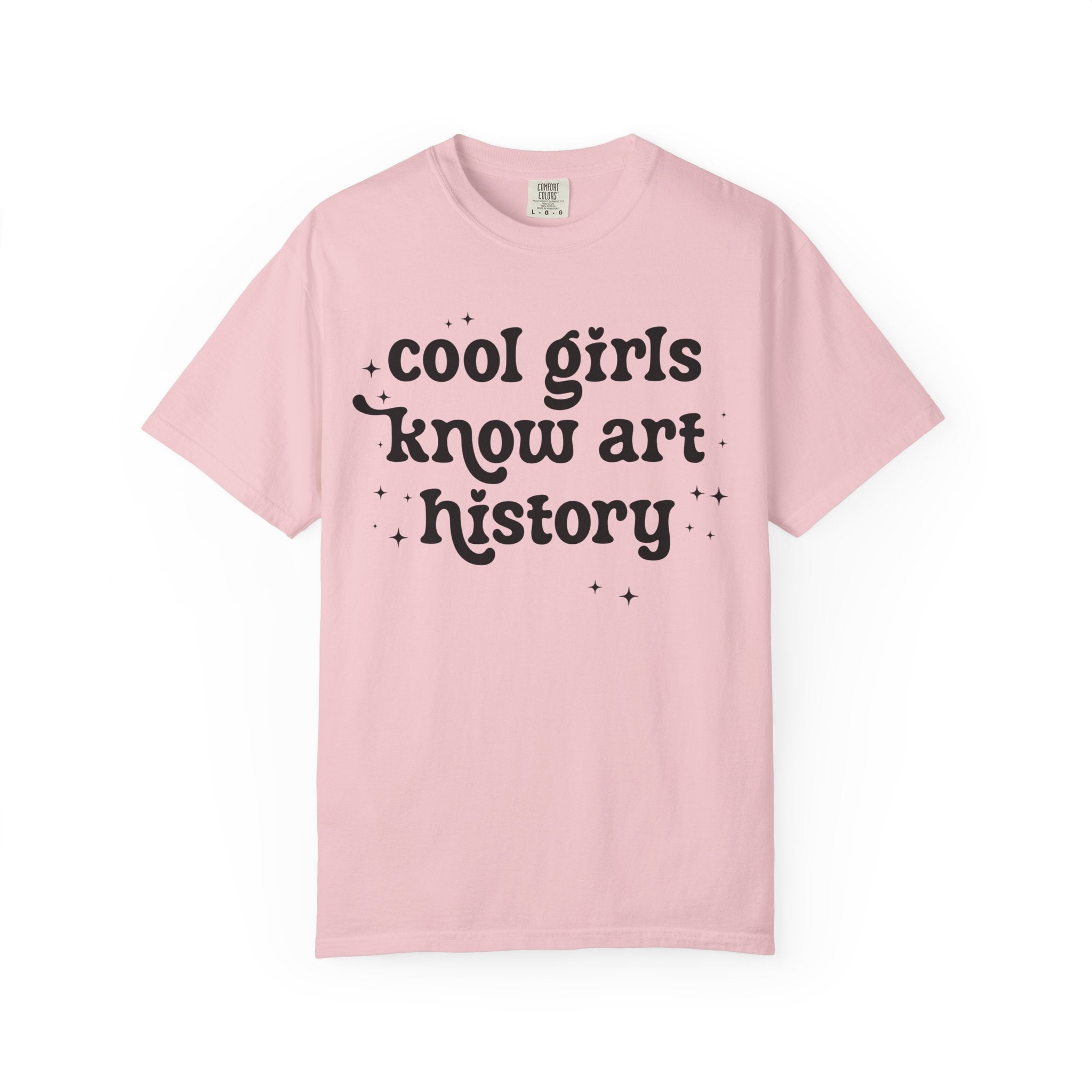 Retro Art History Teacher Tee Shirt with Stars: Cool Girls Know Art History, Cute Art Lover Gift for Friend or Mom Who Loves Art Museums - Opal and June