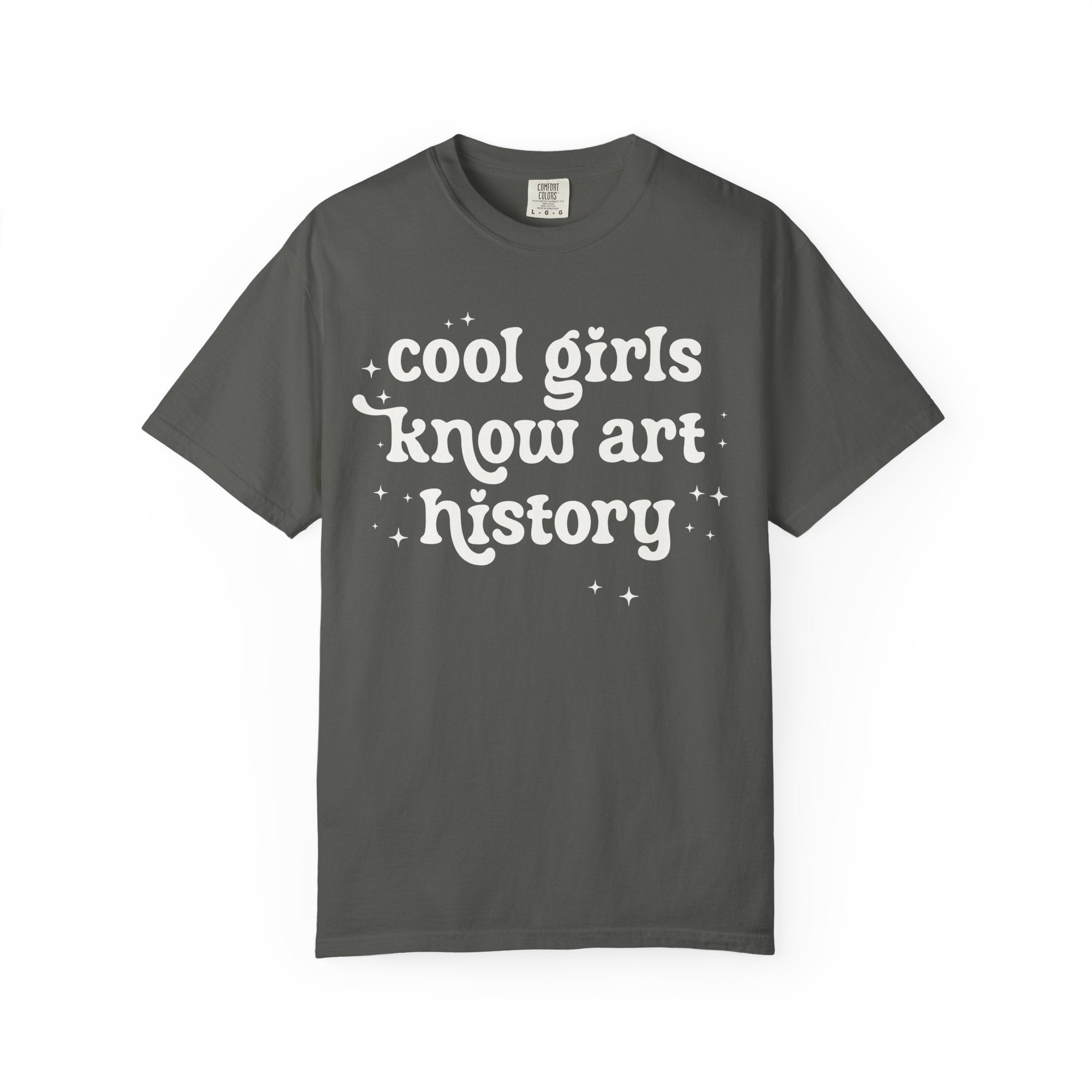 Retro Art History Teacher Tee Shirt with Stars: Cool Girls Know Art History, Cute Art Lover Gift for Friend or Mom Who Loves Art Museums - Opal and June