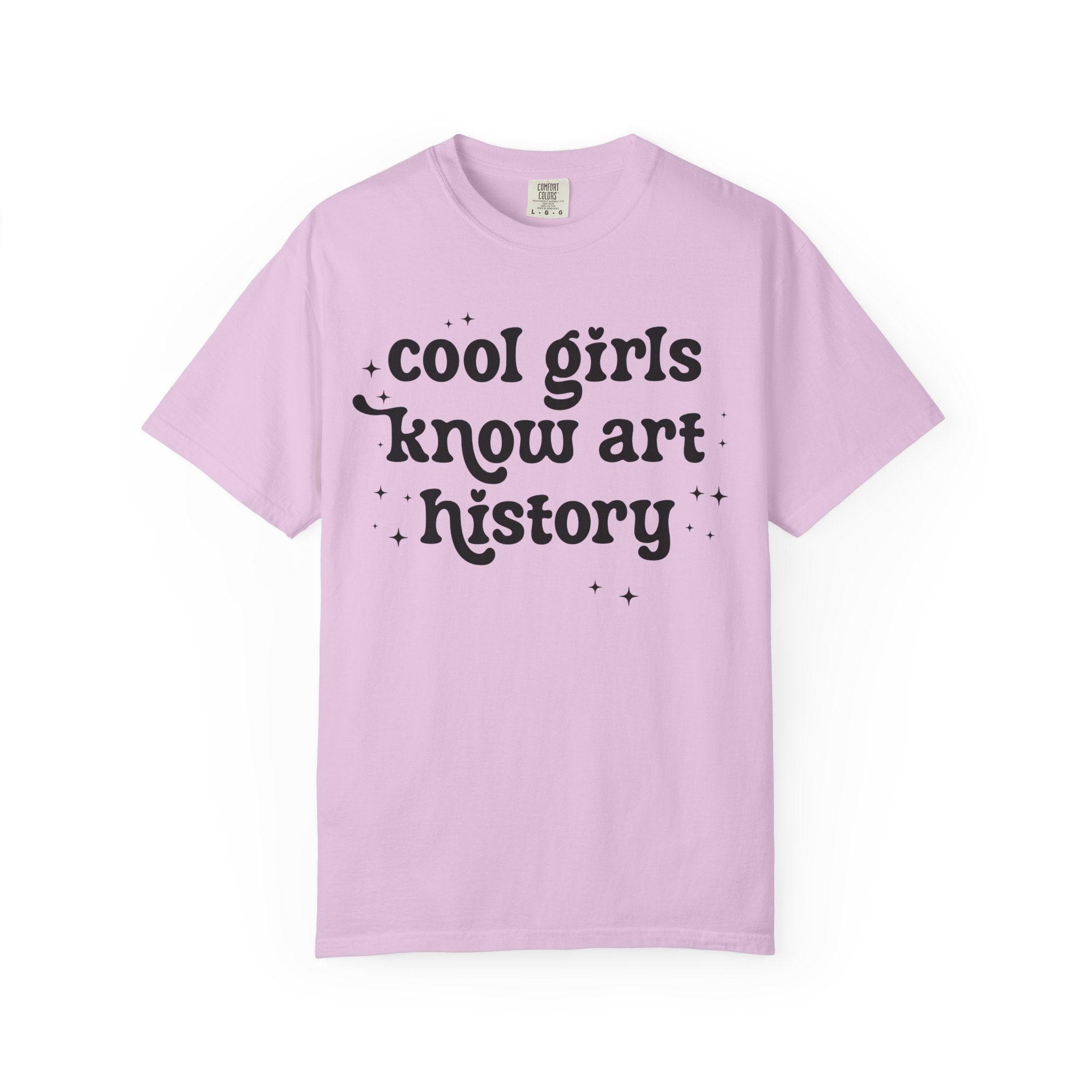 Retro Art History Teacher Tee Shirt with Stars: Cool Girls Know Art History, Cute Art Lover Gift for Friend or Mom Who Loves Art Museums - Opal and June