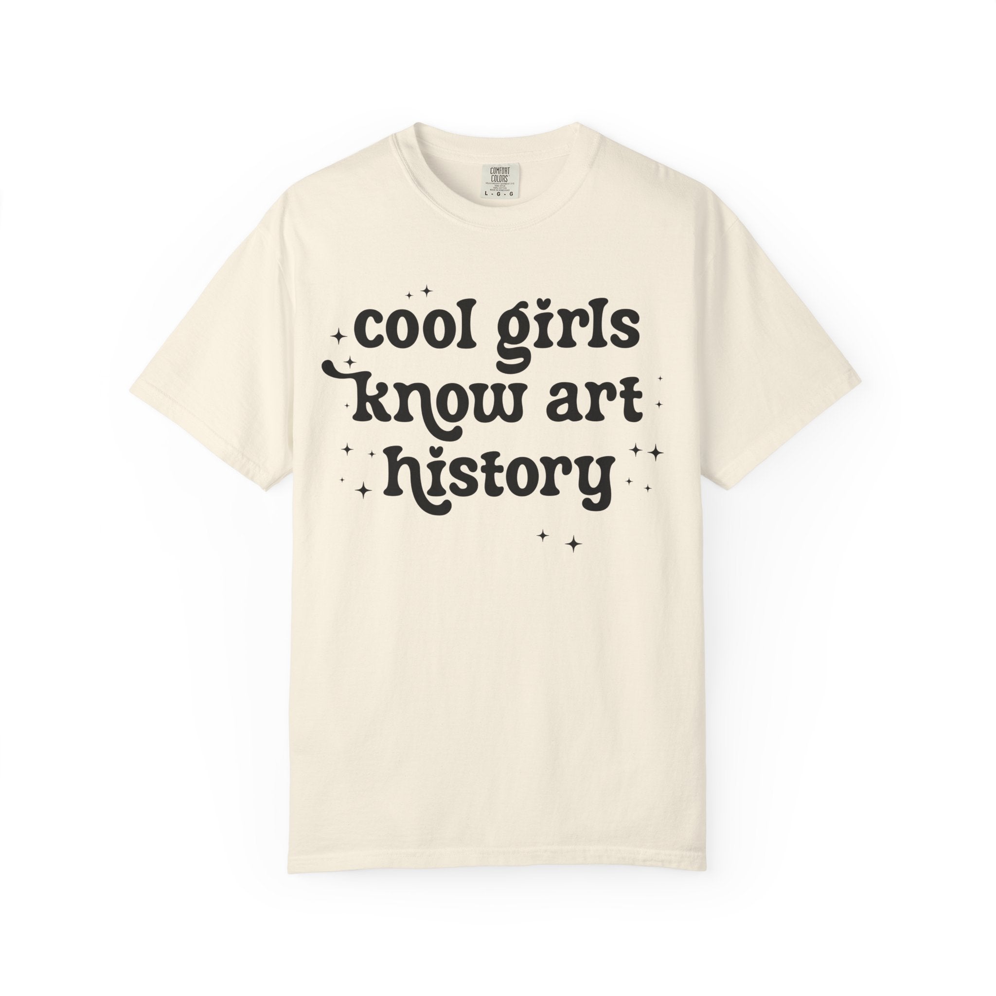 Retro Art History Teacher Tee Shirt with Stars: Cool Girls Know Art History, Cute Art Lover Gift for Friend or Mom Who Loves Art Museums - Opal and June