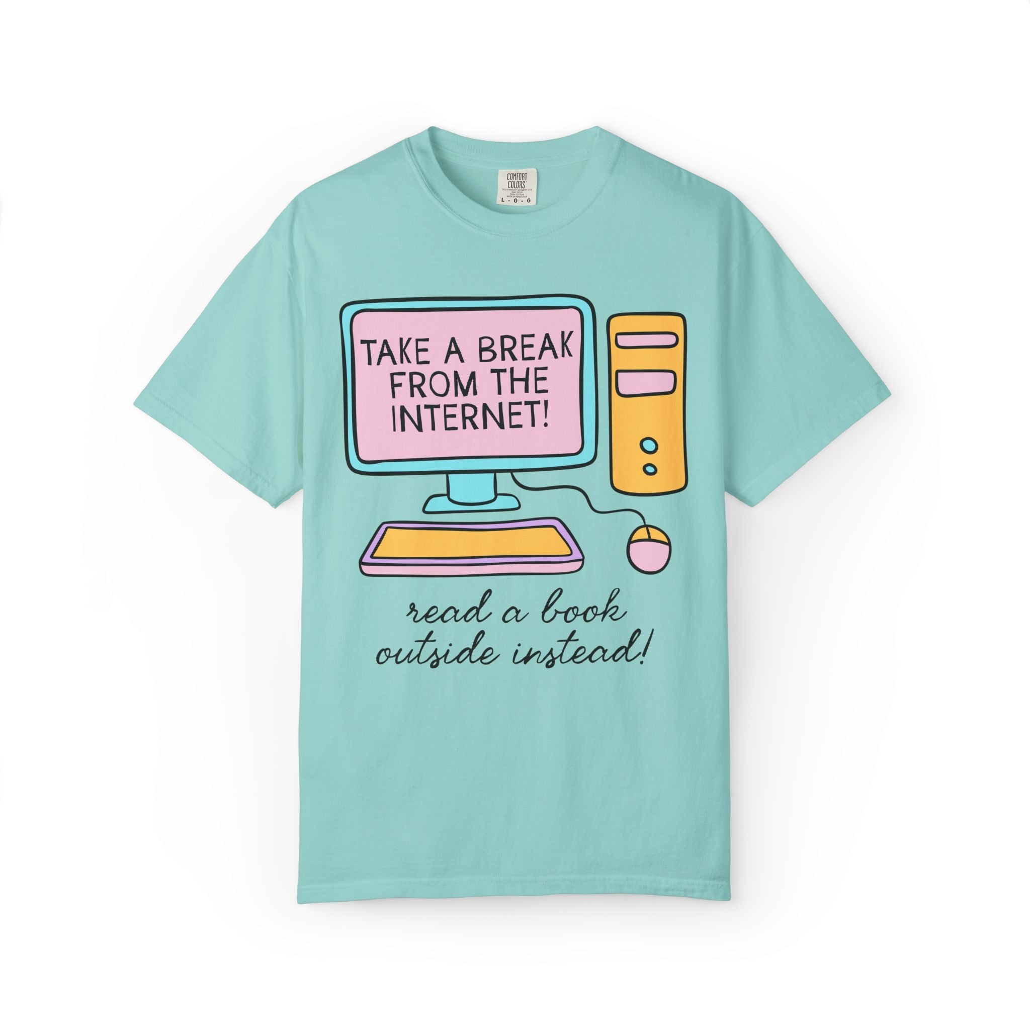 Retro Book Lover Tee Shirt for Outdoor Bookworm: Read a Book Outside Instead! | Silly and Nostalgic Bookish Tee Shirt for Romance Reader - Opal and June