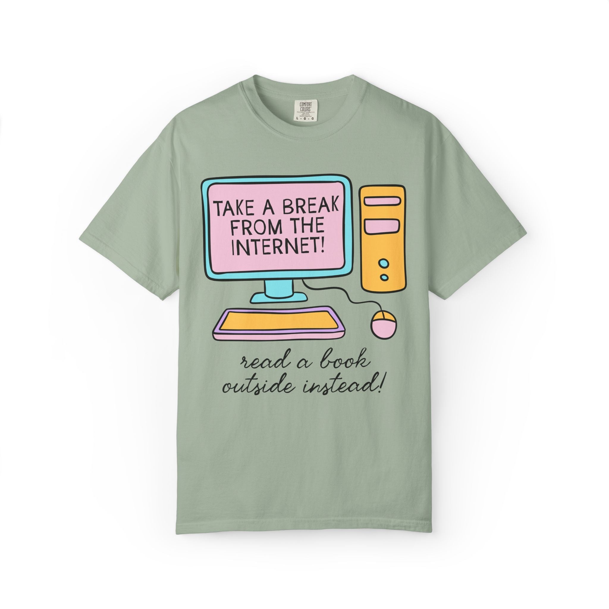 Retro Book Lover Tee Shirt for Outdoor Bookworm: Read a Book Outside Instead! | Silly and Nostalgic Bookish Tee Shirt for Romance Reader - Opal and June
