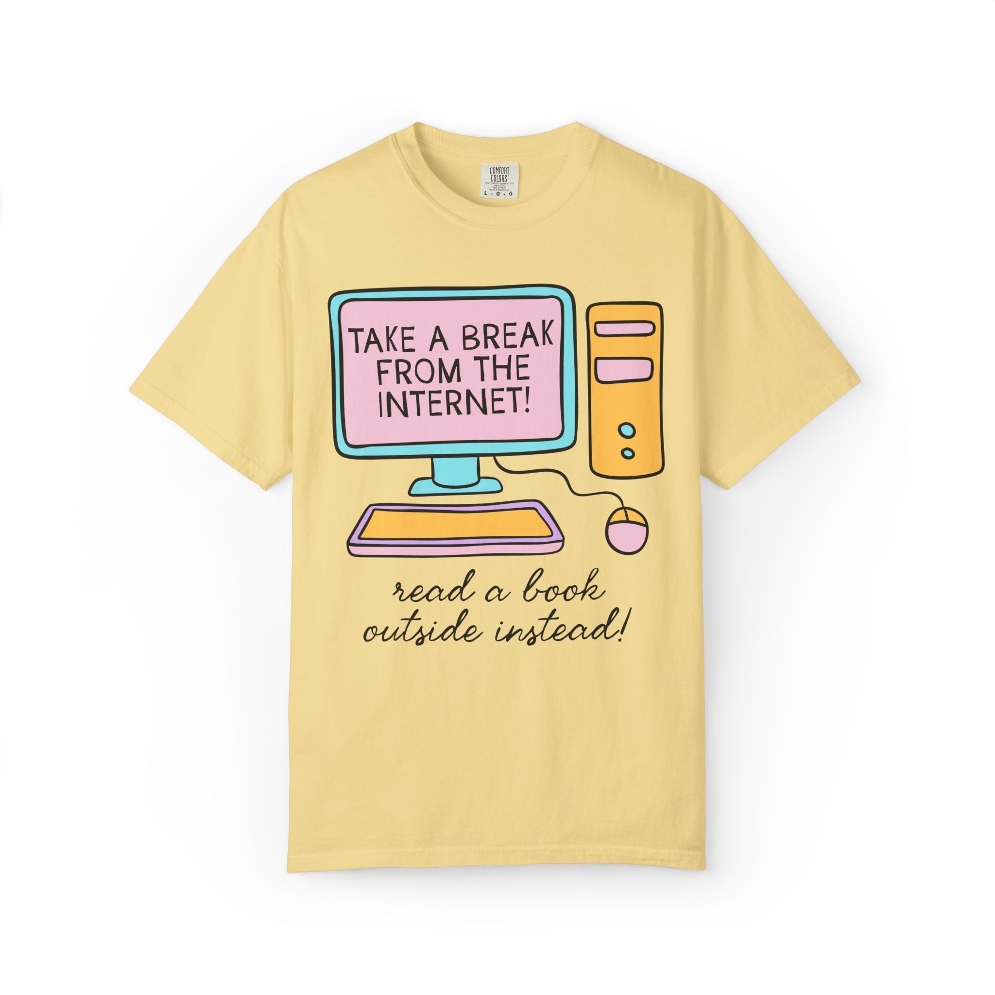 Retro Book Lover Tee Shirt for Outdoor Bookworm: Read a Book Outside Instead! | Silly and Nostalgic Bookish Tee Shirt for Romance Reader - Opal and June