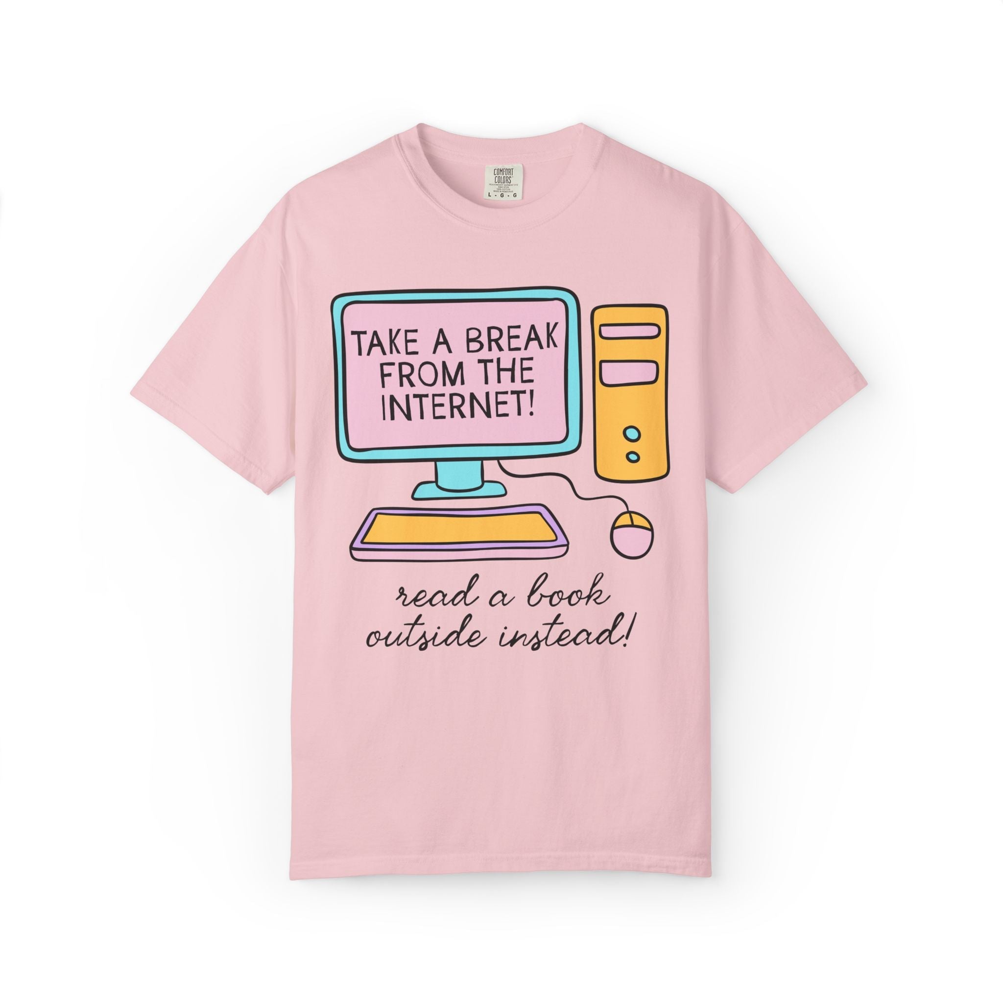 Retro Book Lover Tee Shirt for Outdoor Bookworm: Read a Book Outside Instead! | Silly and Nostalgic Bookish Tee Shirt for Romance Reader - Opal and June