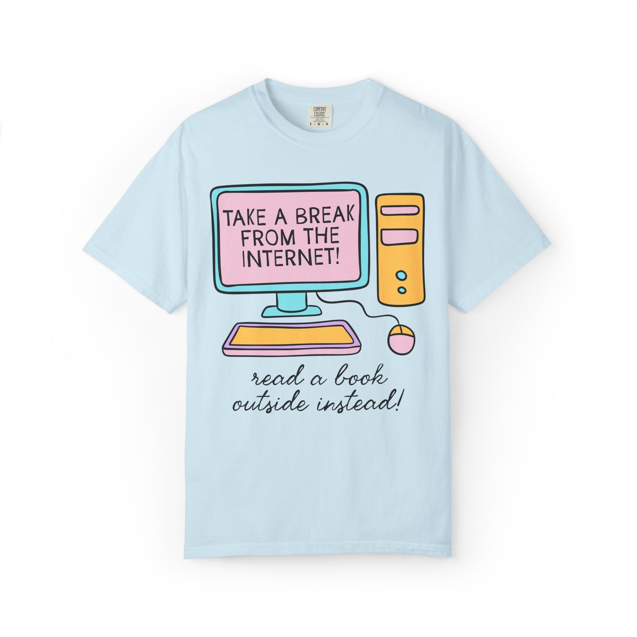 Retro Book Lover Tee Shirt for Outdoor Bookworm: Read a Book Outside Instead! | Silly and Nostalgic Bookish Tee Shirt for Romance Reader - Opal and June