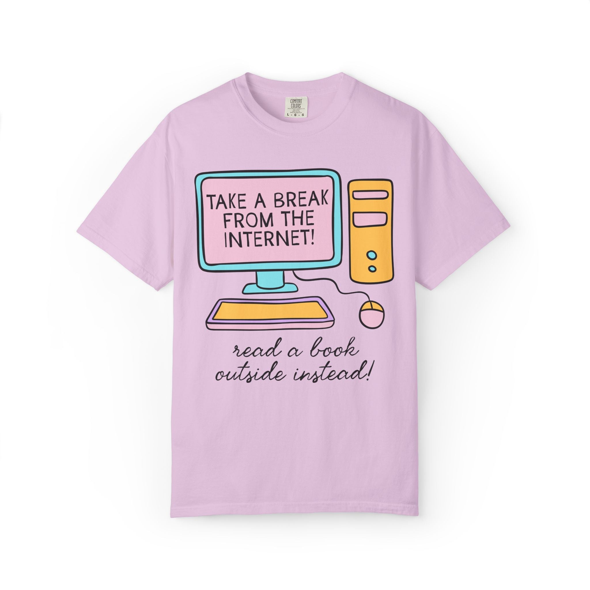 Retro Book Lover Tee Shirt for Outdoor Bookworm: Read a Book Outside Instead! | Silly and Nostalgic Bookish Tee Shirt for Romance Reader - Opal and June