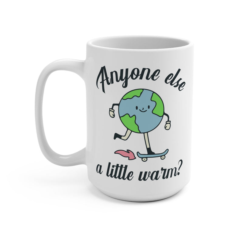 Retro Inspired Political Coffee Mug: Cute Earth Skateboarding | A Little Warm, Global Warming, Climate Change, Mug for Leftist or Scientist - Opal and June