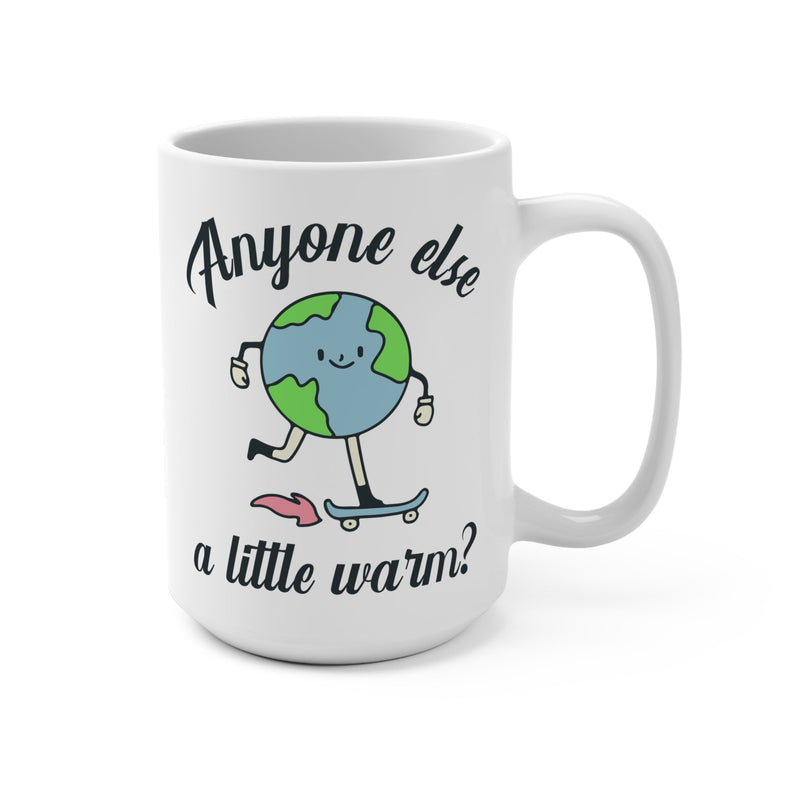 Retro Inspired Political Coffee Mug: Cute Earth Skateboarding | A Little Warm, Global Warming, Climate Change, Mug for Leftist or Scientist - Opal and June