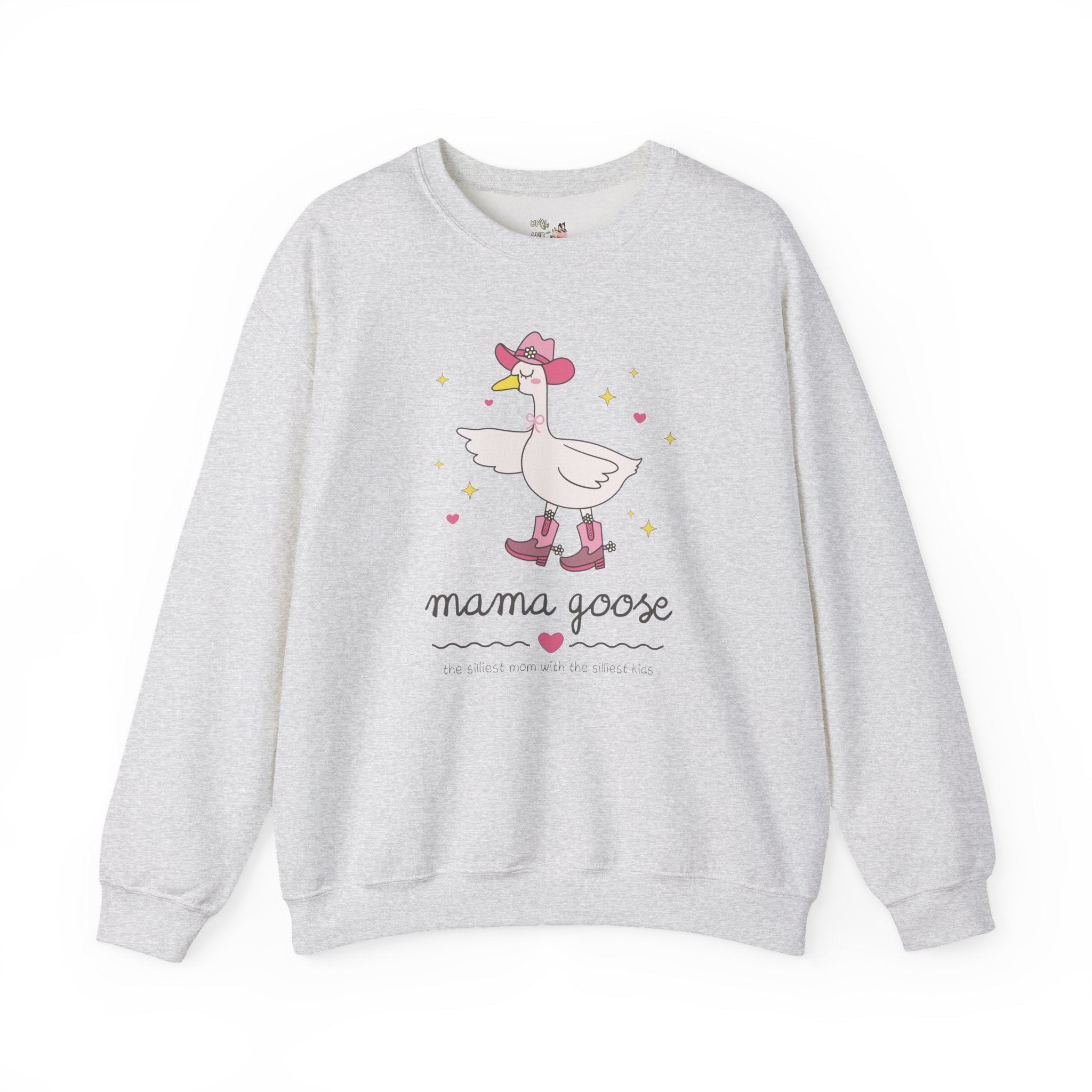 Retro Mama Goose Sweatshirt with Cowgirl Western Aesthetic and Adorable Doodle Stars, Funny Saying Mother's Day Present, Gift from Teen Kids - Opal and June