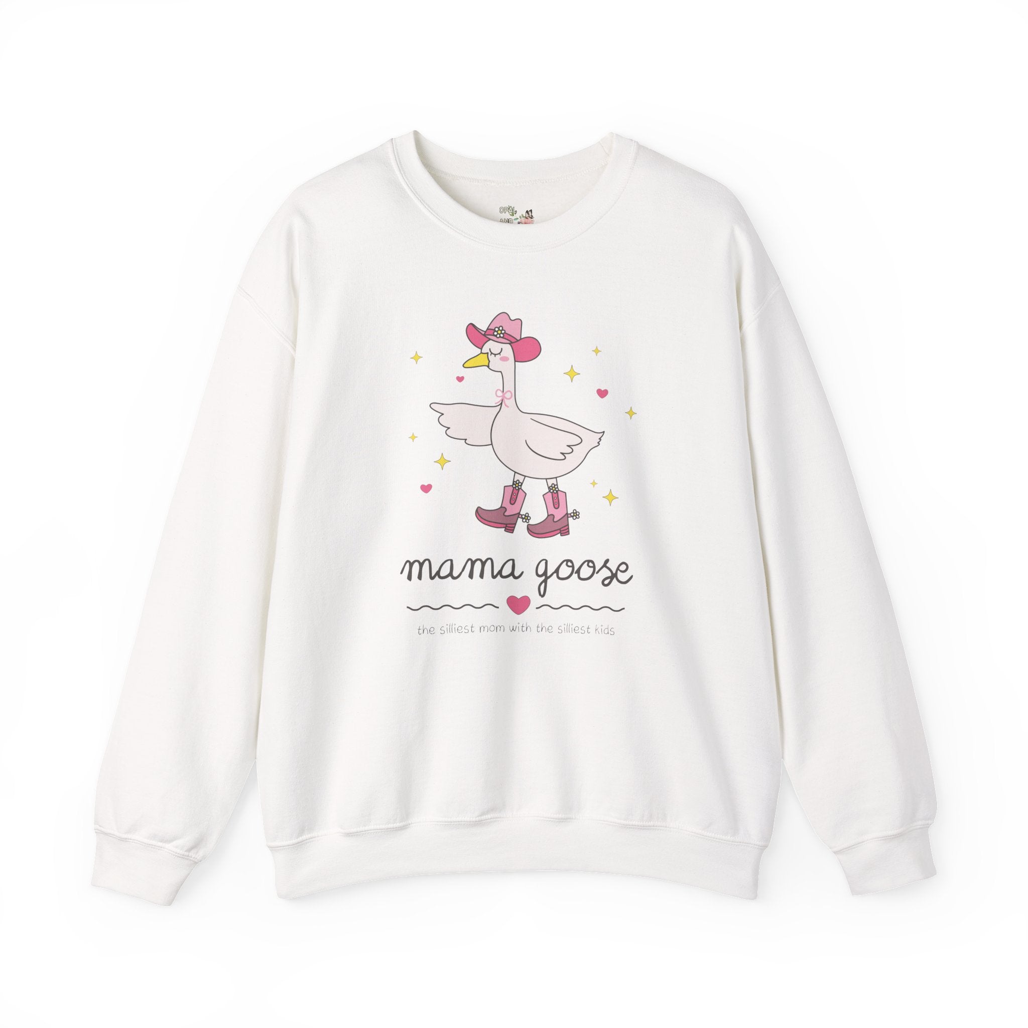 Retro Mama Goose Sweatshirt with Cowgirl Western Aesthetic and Adorable Doodle Stars, Funny Saying Mother's Day Present, Gift from Teen Kids - Opal and June